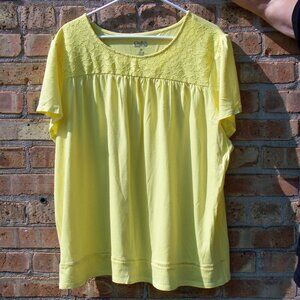 Croft & Barrow Women's Yellow Short Sleeve Shirt, Size 2X